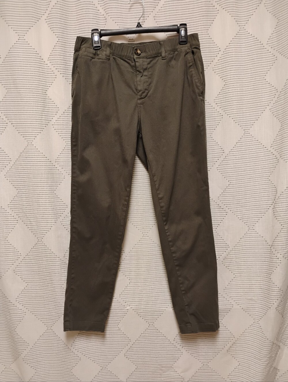 Cove Men's Olive Green Casual Chino Pants Slim Straight Tapered Fit W32 Inseam30
